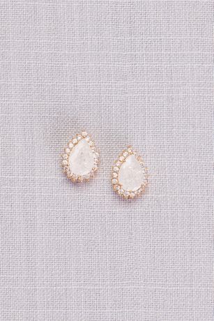 White Cubic Zirconia Halo Teardrop Earrings