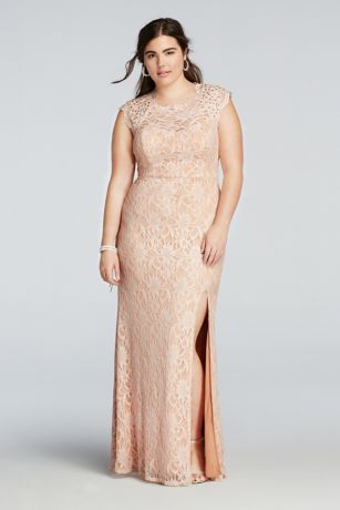 All Over Lace Prom Dress with Side Slit Skirt