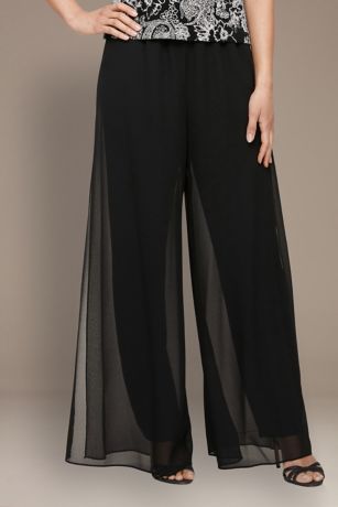 Wide-Leg Chiffon Pants with Side Slits