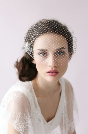 Adorned Rhinestone Bandeau Birdcage Veil