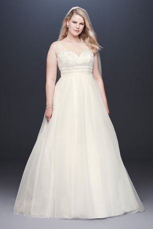 Appliqued Organza A-line Plus Size Wedding Dress