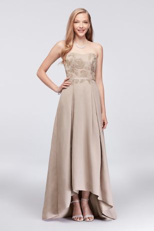 Appliqued Faille High-Low Bridesmaid Dress