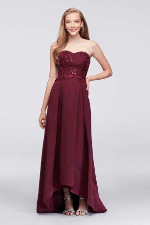 Appliqued Faille High-Low Bridesmaid Dress