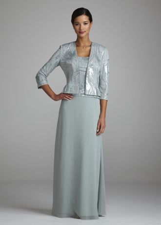 3/4 Sleeve Sequin Long Jacket Dress