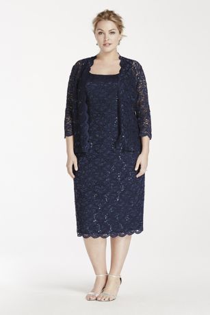 All Over Lace Tank dress with 3/4 Sleeve Jacket