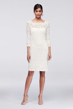 3/4-Sleeve Illusion Lace Cocktail Dress