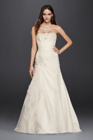 A-Line Wedding Dress with Appliques and Ruching