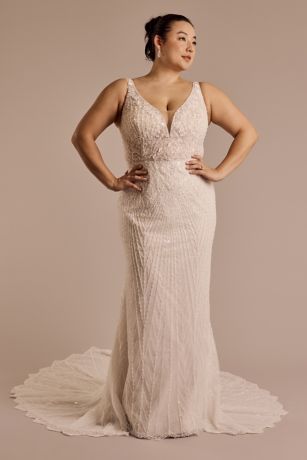 Allover Beaded Tank Wedding Dress