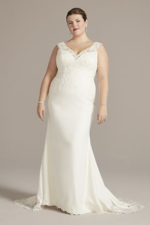 Applique Mermaid Wedding Dress with Lace Train