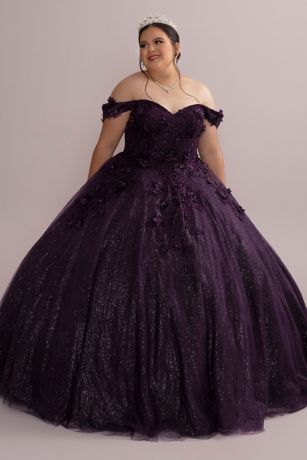 3D Floral Quince Gown with Detachable Sleeves