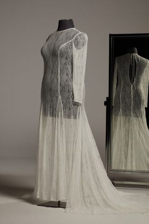 White by Vera Wang Long Sleeve Lace Overdress