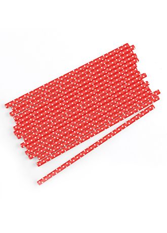 White Polka Dot Print Paper Straws Set of 75