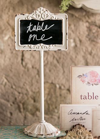 Antique White Blackboard Tabletop Stand