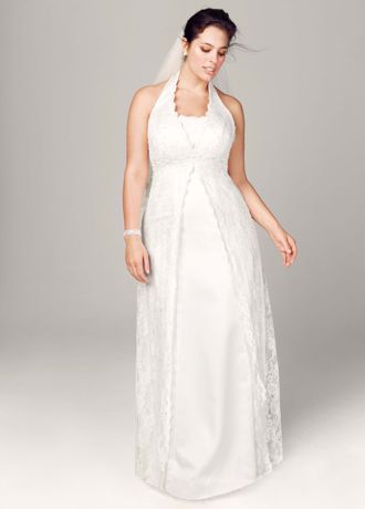 A-Line Lace Plus Size Wedding Dress with Beading