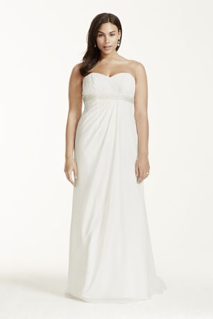 A-Line Plus Size Wedding Dress with Bead Waist