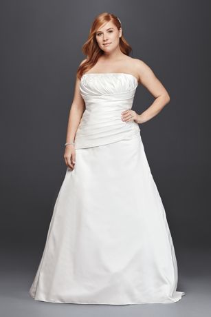 A-Line Strapless Satin Wedding Dress