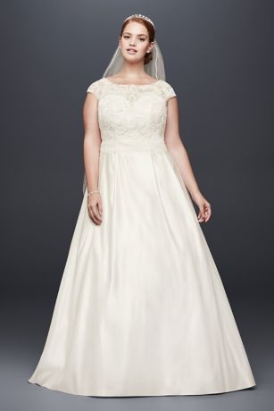 Appliqued Cap Sleeve A-Line Wedding Dress