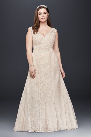 All Over Beaded Lace Trumpet Wedding Dress