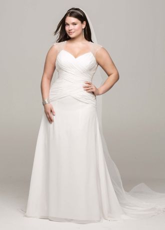 A-Line Wedding Dress with Beaded Cap Sleeve Detail