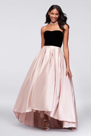 Velvet and Mikado Strapless Ball Gown