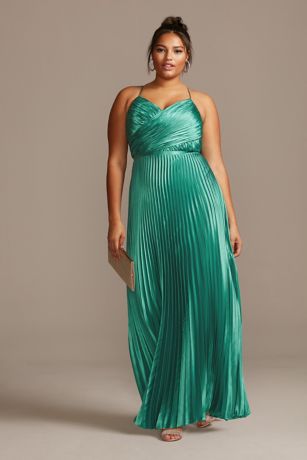 Accordion Pleat Satin A-Line Dress