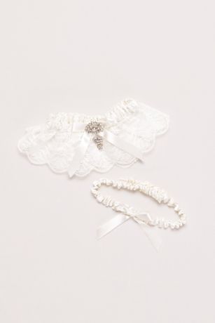 Adjustable Jeweled Lace Garter Set