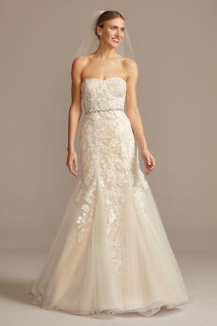 As Is Beaded Lace and Tulle Mermaid Wedding Dress