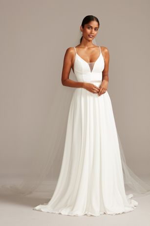 As Is Illusion DeepV Spaghetti Strap Wedding Dress