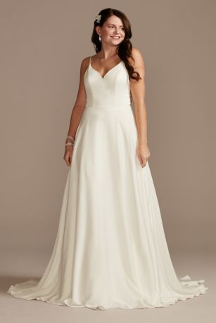 As Is Illusion Back V-Neck Satin Wedding Dress