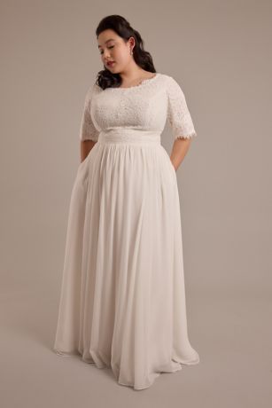 As Is Lace Illusion Back Chiffon Wedding Dress