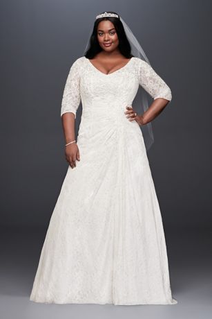 As Is Draped Lace A-Line Plus Size Wedding Dress