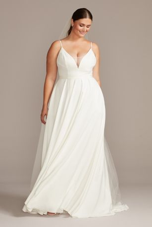 As Is Deep-V Spaghetti Plus Size Wedding Dress