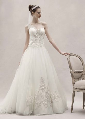 As Is One Shoulder Tulle Ball Gown Lace Appliques