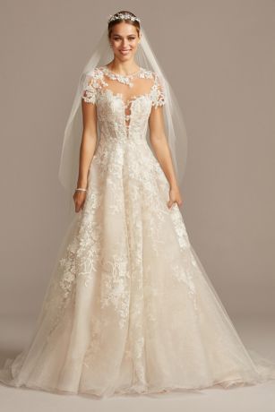 As Is Lace Cap Sleeve Ball Gown Wedding Dress