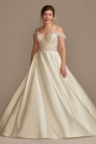 As Is Off the Shoulder Beaded Bodice Wedding Dress