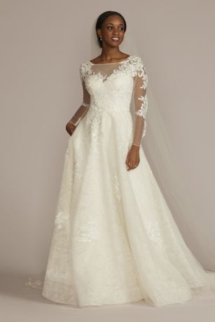 As Is High Neck Long Sleeve Illusion Wedding Dress