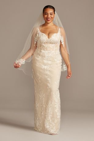 As Is Plus Size Wedding Dress with Tulle Overskirt