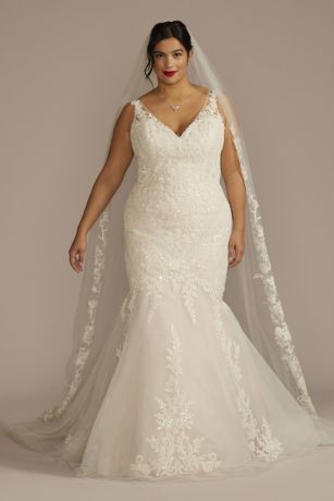 As Is Multi-Lace Tank V-Neck Mermaid Wedding Dress