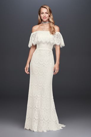 As Is Off-The-Shoulder Lace Petite Wedding Dress