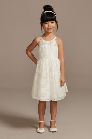 As Is Lace Tie-Back Halter Flower Girl Dress