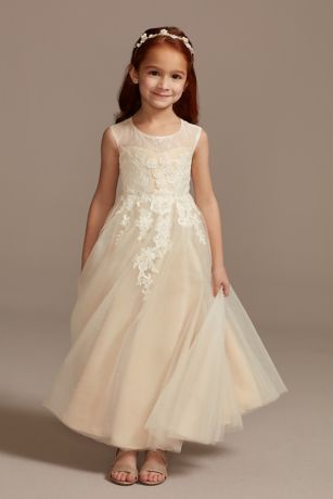 As Is Illusion and Tulle Flower Girl Dress