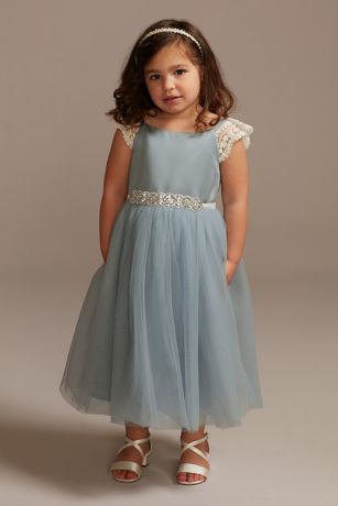 As Is Crochet Cap Sleeve Ruffle Flower Girl Dress