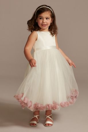 As Is Flower Girl Dress with Colored Petals