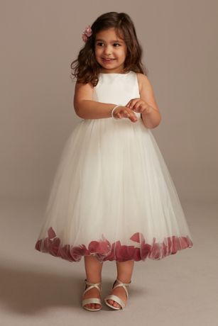 As Is Flower Girl Dress with Colored Petals