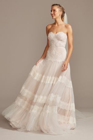 As Is Banded Lace and Tulle Wedding Dress