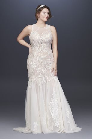 As Is Blooming Applique Plus Size Wedding Dress