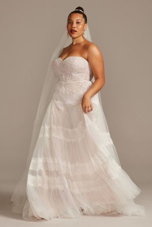 As Is Banded Lace Plus Size Wedding Dress