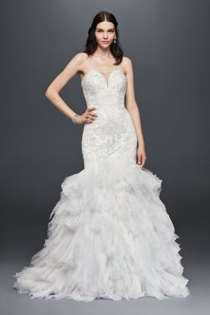 As Is Beaded Wedding Dress with Tulle Skirt