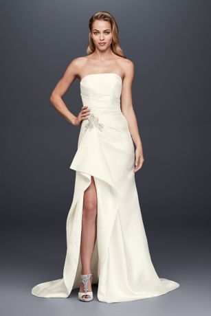 As Is Mikado Sheath Wedding Dress with Slit Skirt