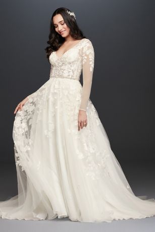 As - Is Illusion Sleeve Ball Gown Wedding Dress